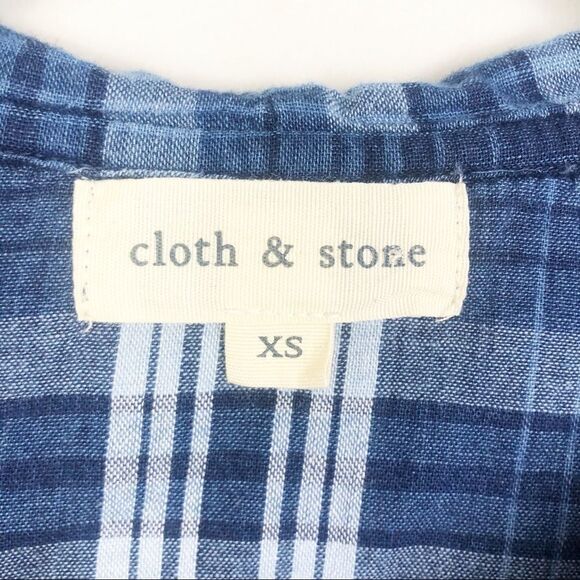 CLOTH & STONE | Navy Blue Lace Up Hooded Top XS - Picture 5 of 9